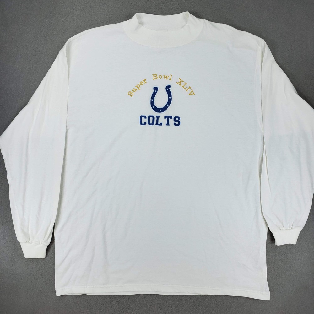 Lee Sport Super Bowl XLIV Indianapolis Colts Shirt Mens XL White Mock Neck Long